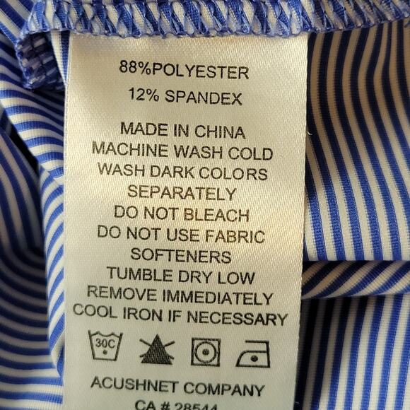 FootJoy Women's Performance Polo Blue Striped Size Medium - Picture 6 of 7